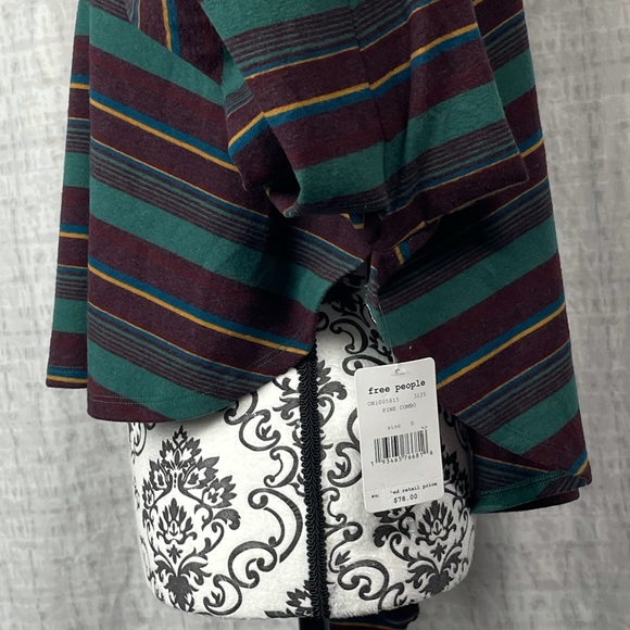 Free People Steph Mock Neck Long Sleeve Striped  Top Pine Combo Size Small - Picture 7 of 13